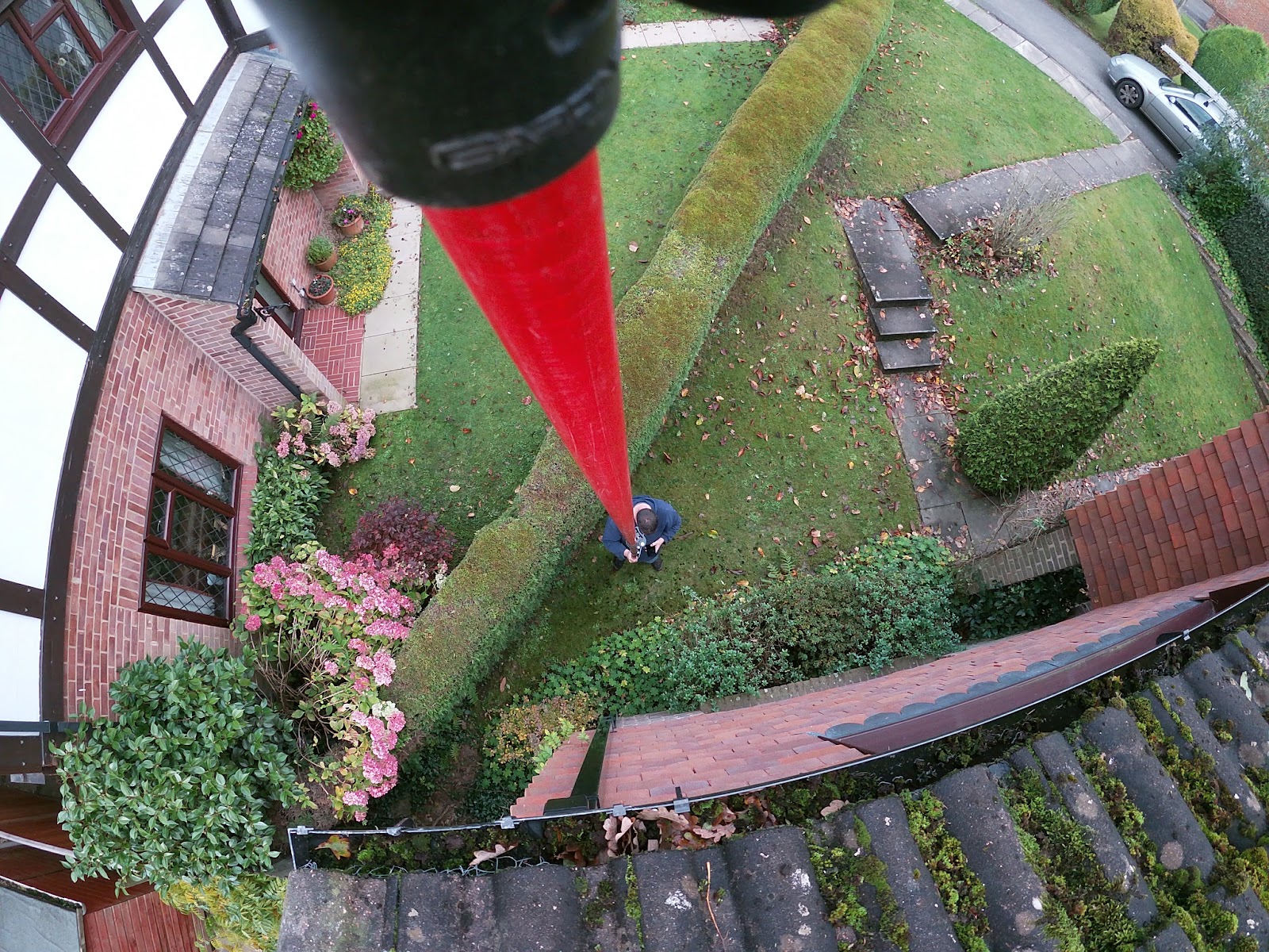 High-level gutter vacuum by H&C Cleaning and Maintenance in Hailsham