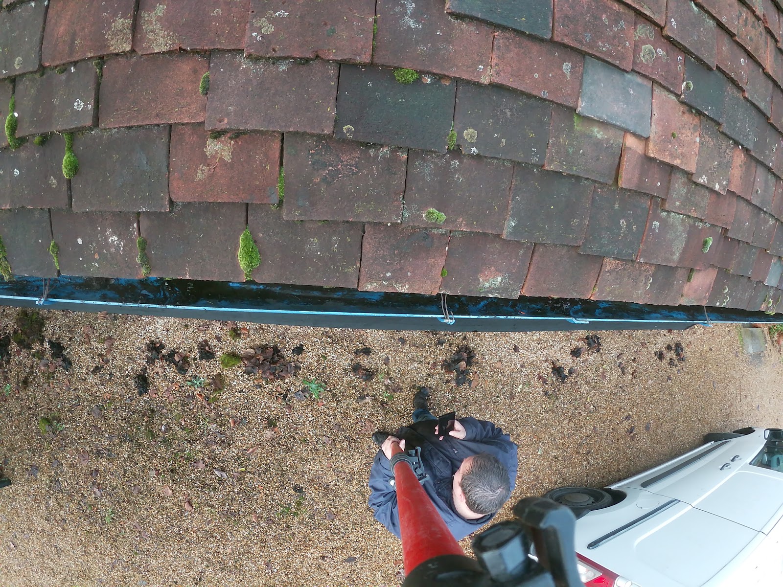 Gutter vacuum at height by H&C Cleaning and Maintenance in Hailsham