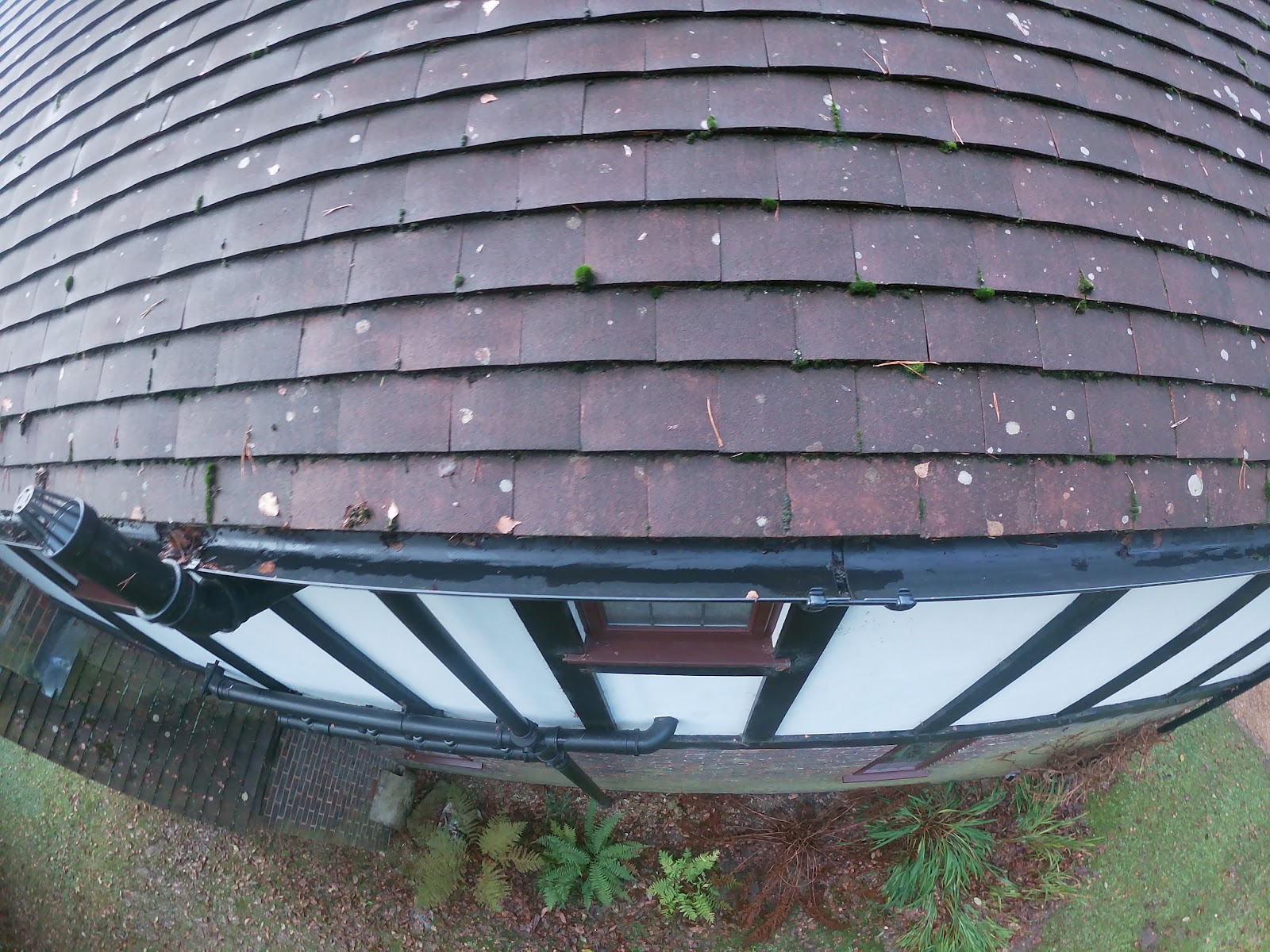 Debris cleared from guttering by H&C Cleaning and Maintenance in Hailsham