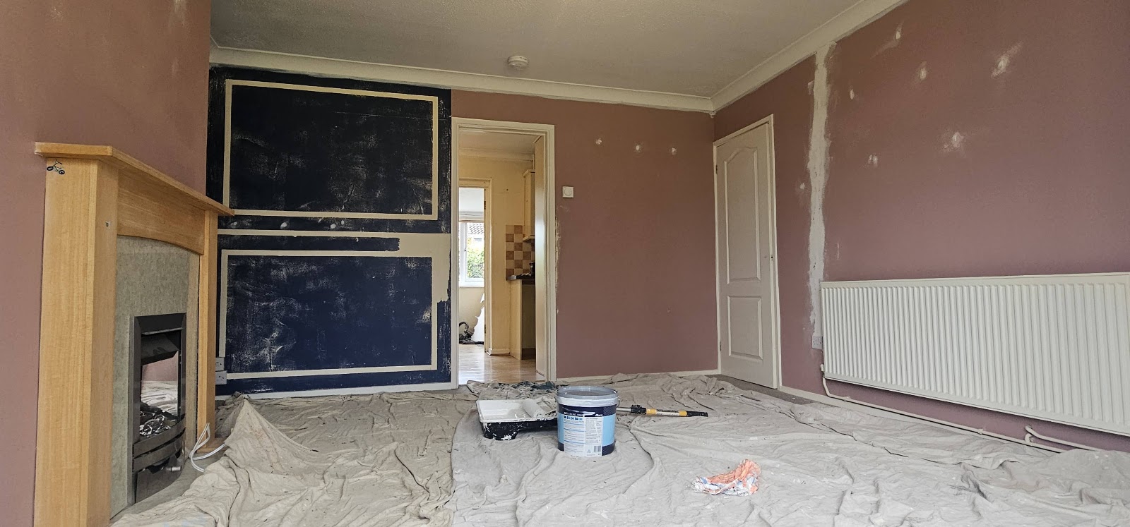 Feature wall preparation by H&C Cleaning and Maintenance in Hailsham