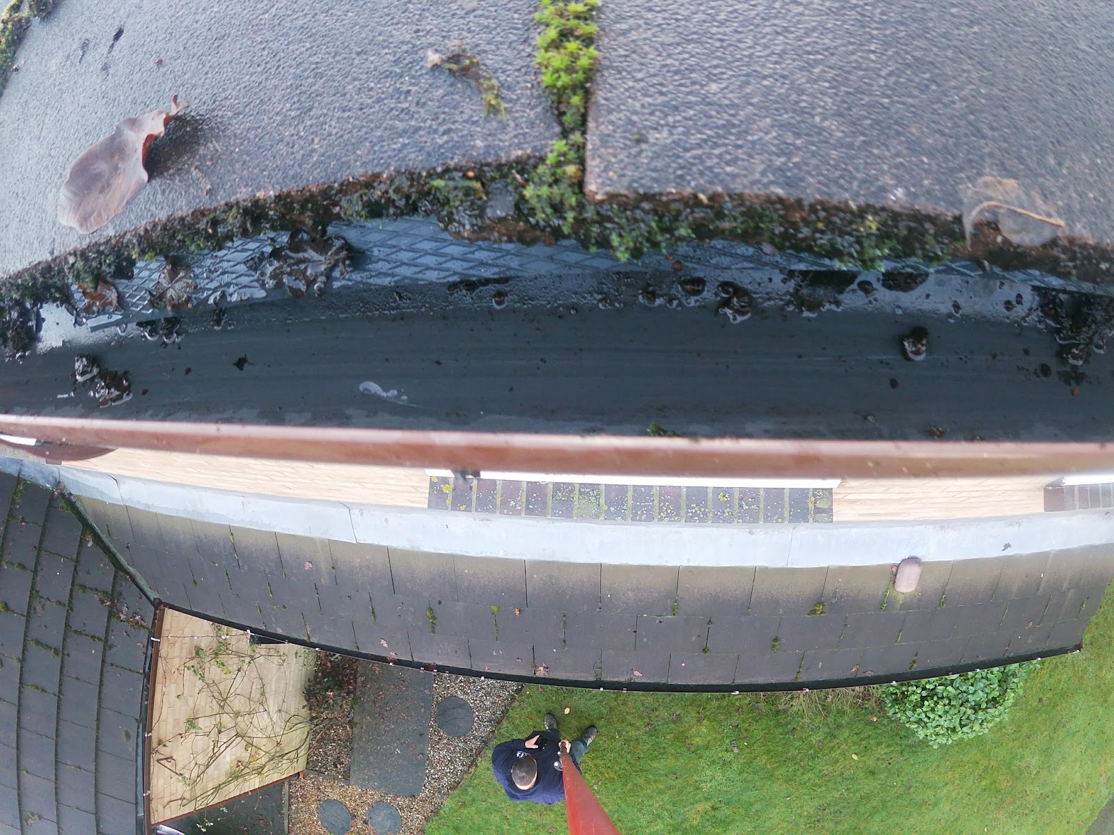Moss removed from gutters by H&C Cleaning and Maintenance in Hailsham