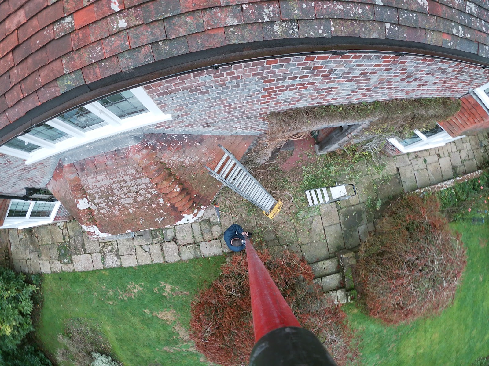 High-level gutter vacuum by H&C Cleaning and Maintenance in Hailsham
