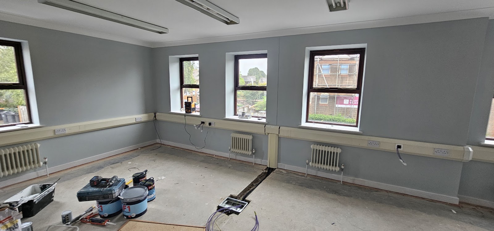 Office walls in fresh grey by H&C Cleaning and Maintenance in Hailsham