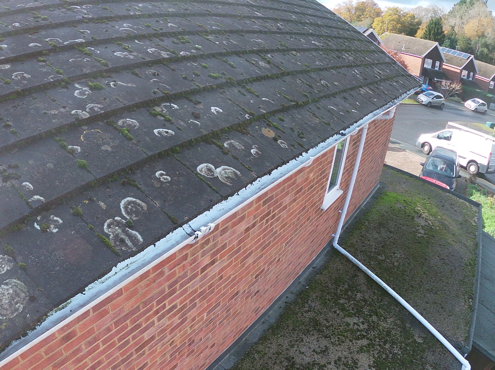 Gutter vacuum at height by H&C Cleaning and Maintenance in Hailsham