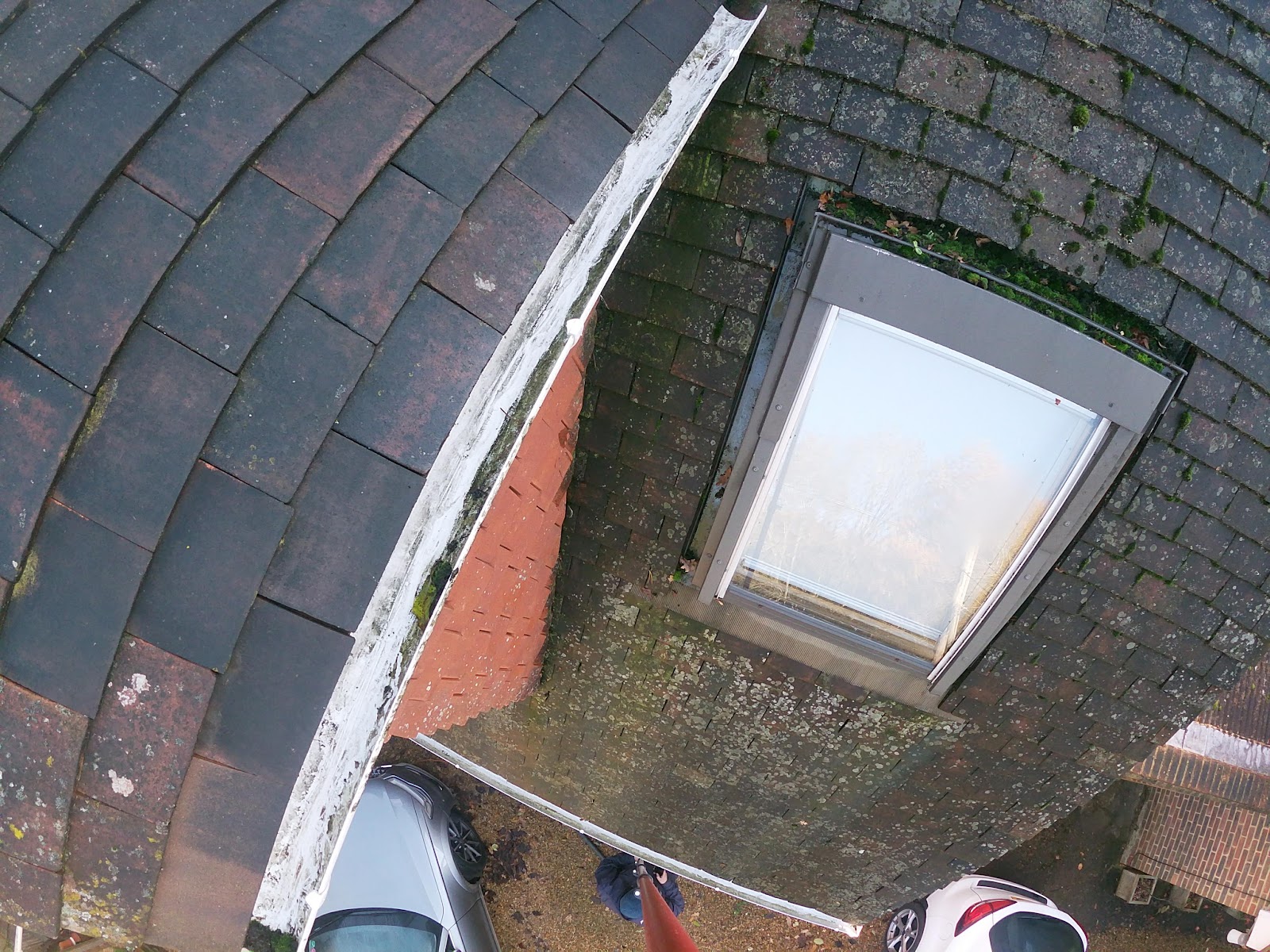 Debris cleared from guttering by H&C Cleaning and Maintenance in Hailsham