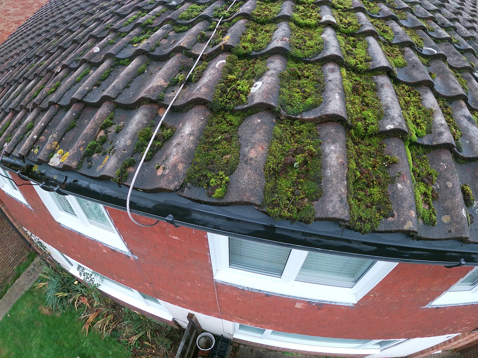 Debris cleared from guttering by H&C Cleaning and Maintenance in Hailsham